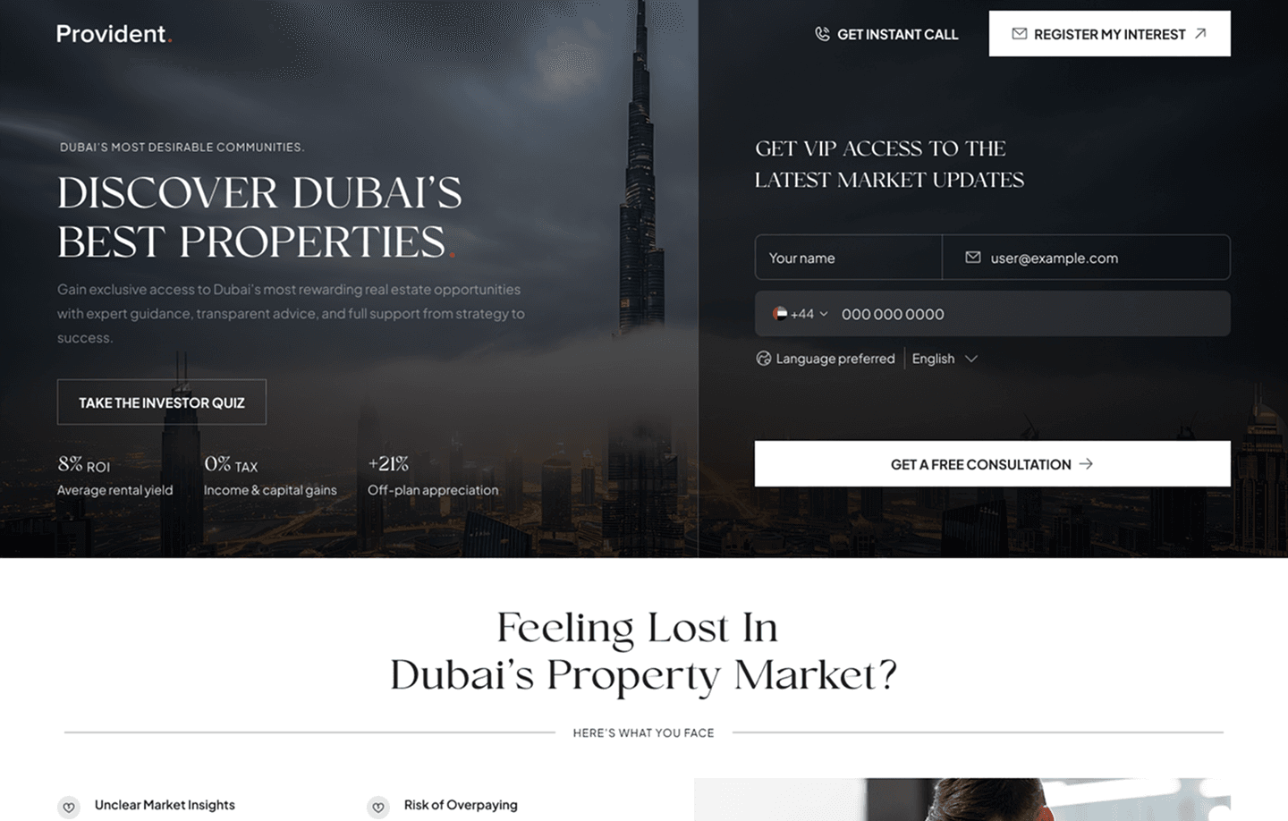 High-converting landing page sample for Provident Properties