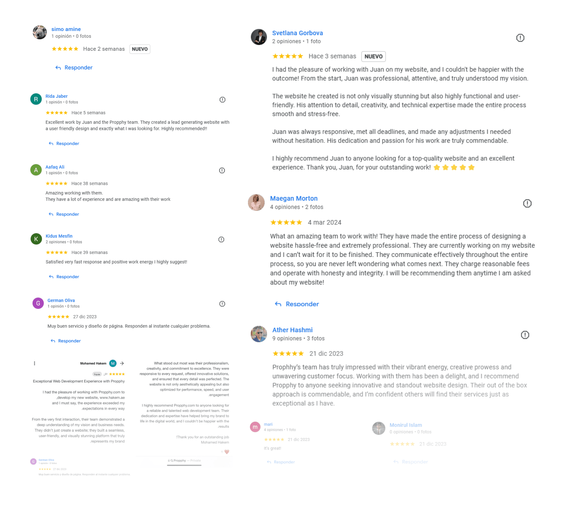 Compilation of positive client comments